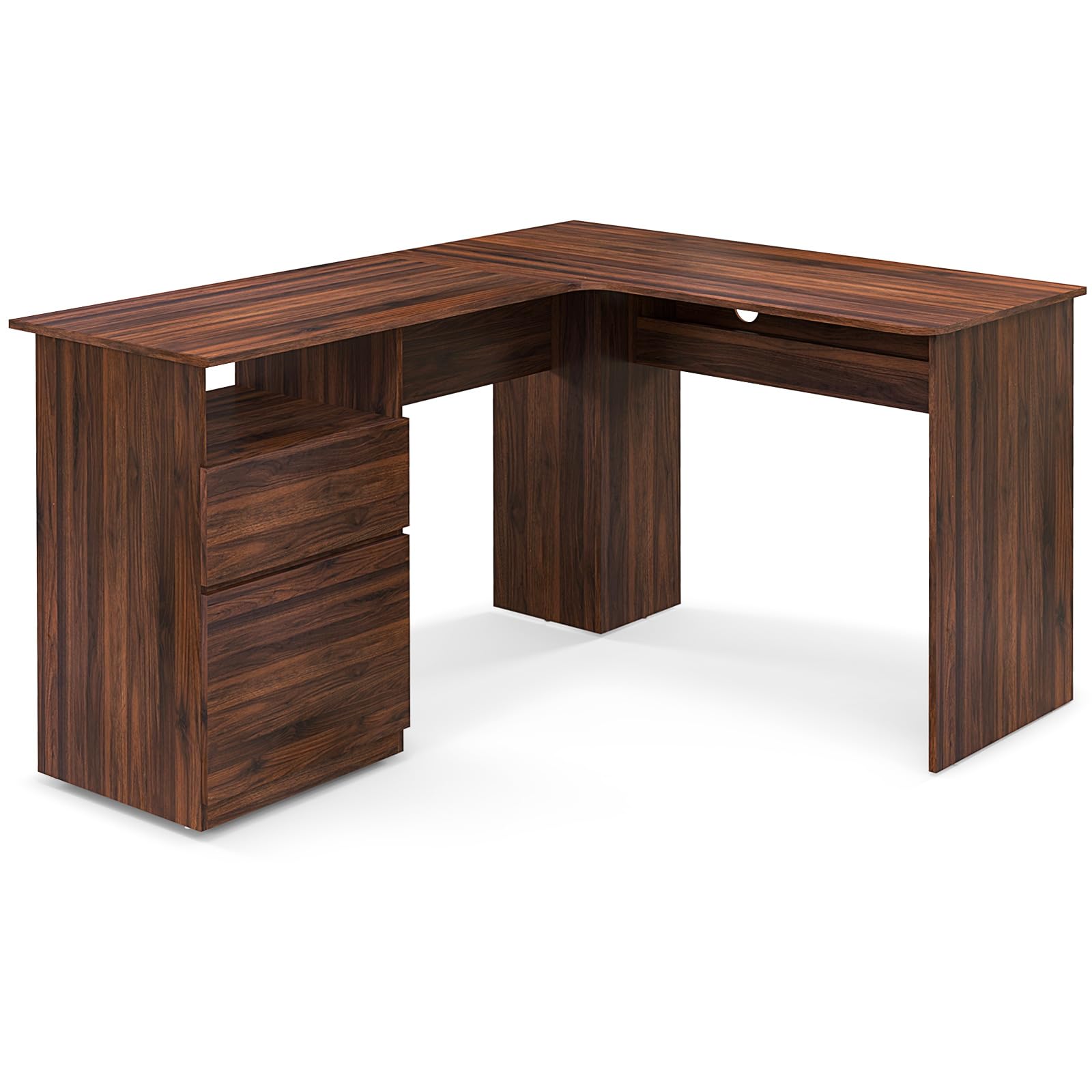 L-Shaped Desk with 2 Storage Drawers, 59” Corner Computer Desk
