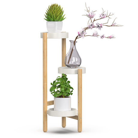 HoVoit Bamboo Plant Stands for Indoor Plants, Tall Plant Stands for Corner Plant Shelf Multiple Flower Holder for Indoor Outdoor Garden Patio Balcony Living Room (3-tier)