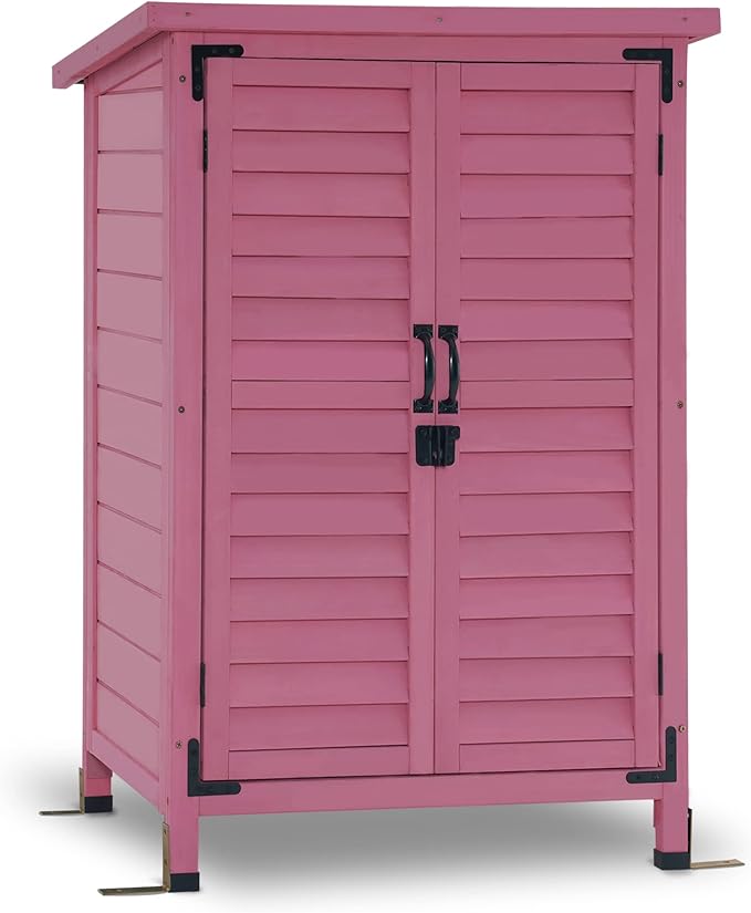 Outdoor Storage Cabinet, Small Storage Shed with Removable Shelf, Wood Garden Shed