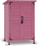 Outdoor Storage Cabinet, Small Storage Shed with Removable Shelf, Wood Garden Shed