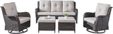 Wicker Patio Furniture Set - 5 Piece Rattan Outdoor Sectional Conversation Sets