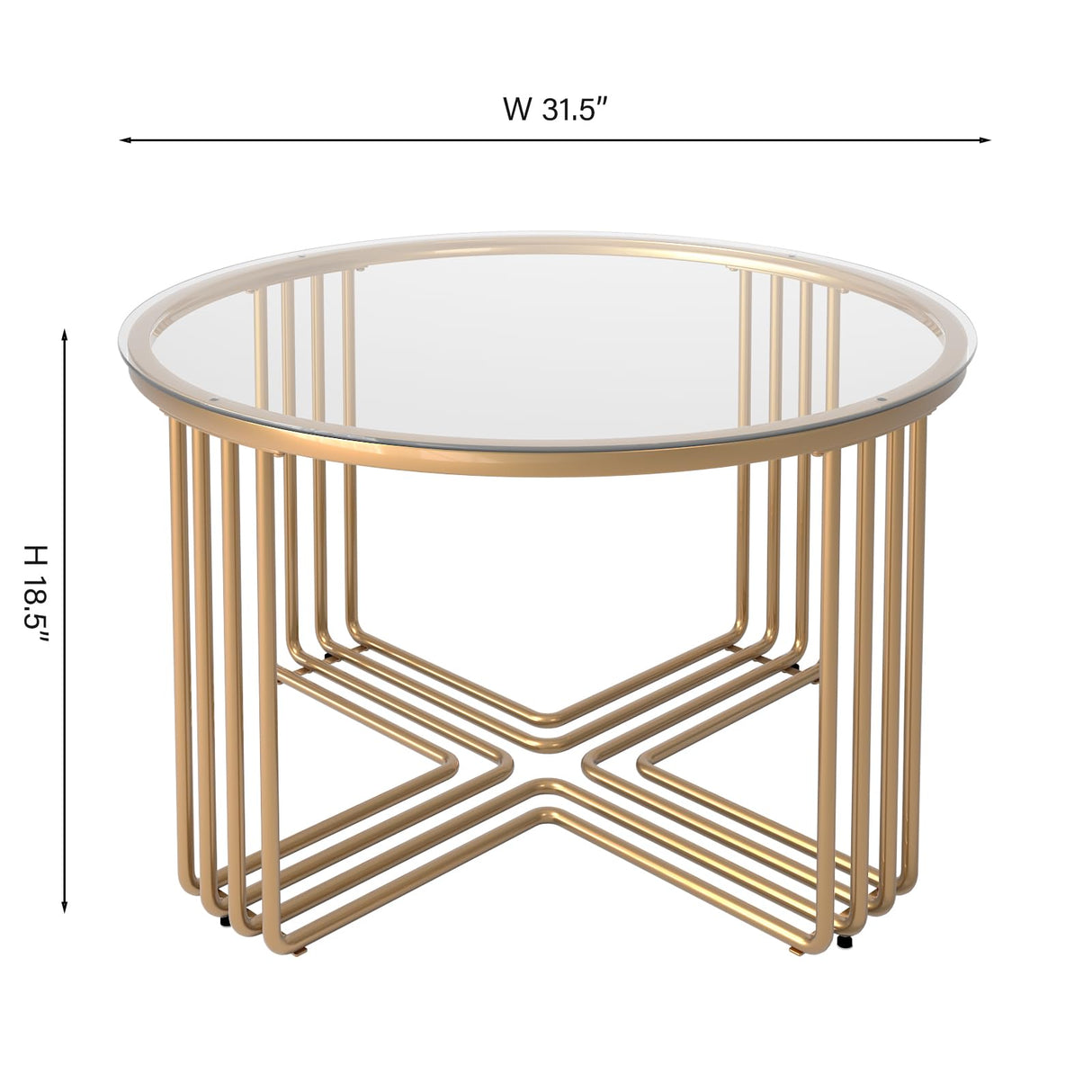 Coffee Tables for Living Room, Round Gold Glass Top Coffee Table,