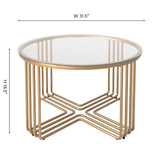 Coffee Tables for Living Room, Round Gold Glass Top Coffee Table,