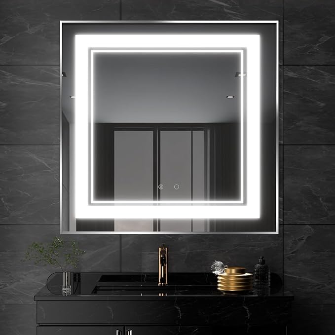 24" x 40" LED Bathroom Mirror Wall-Mounted Vanity Anti-Fog Mirror Dimmable Adjustable