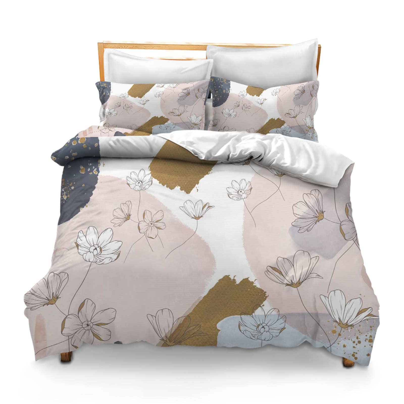 3PCS Comforter Cover Set with 2 Pillow Shams Lightweight King Flower Branch Corolla