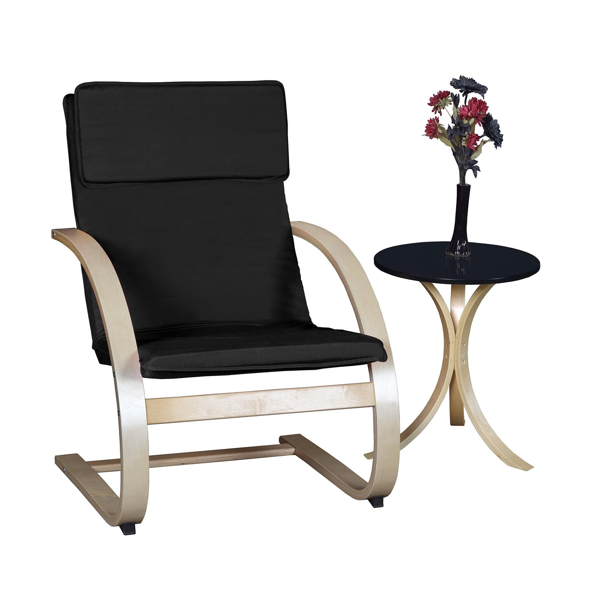 Mia Bentwood Round Accent Table- Natural Black