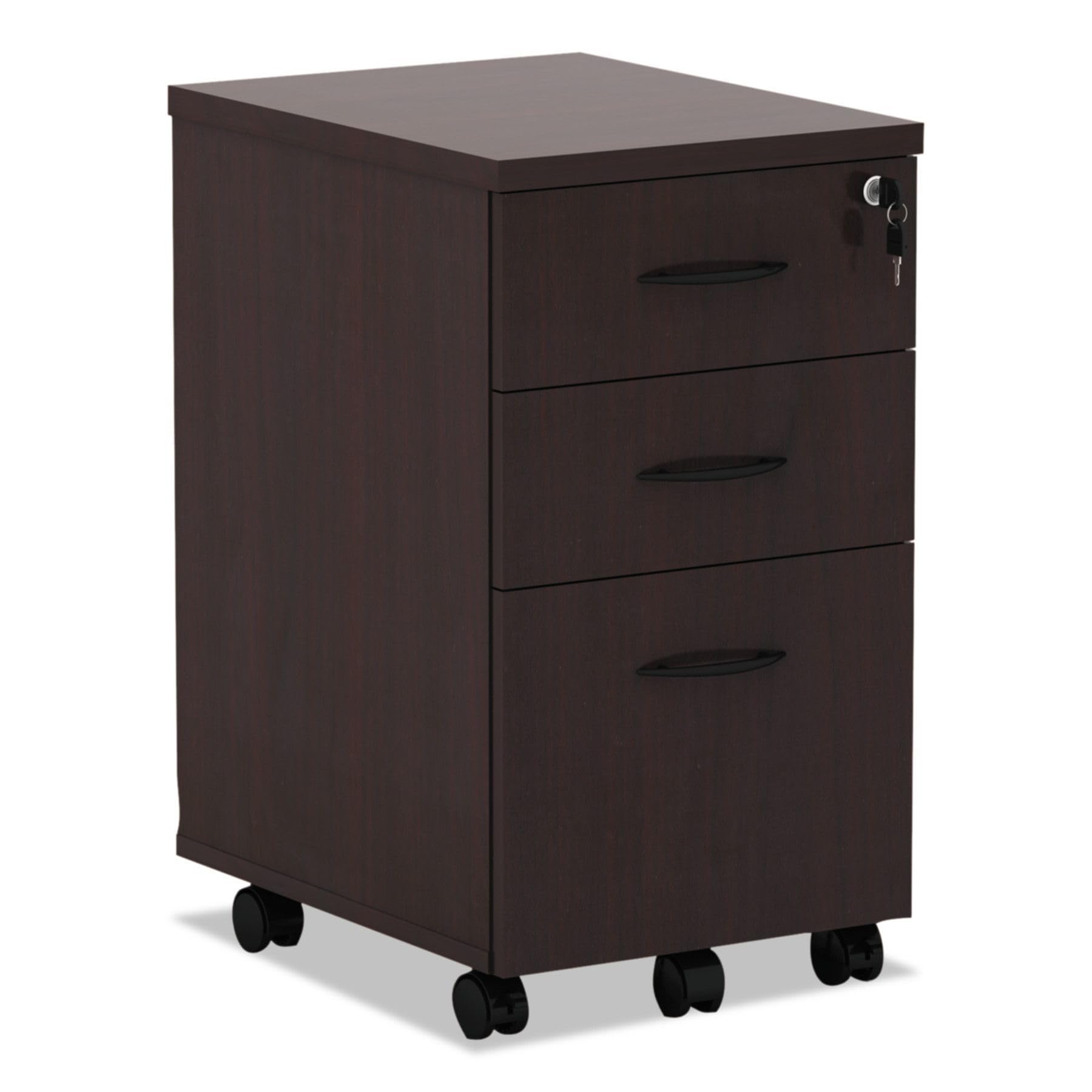 ALEVA572816MY 15.88 in. x 20.5 in. x 28.38 in. Valencia Series 3-Drawer Mobile File Pedestal - Mahogany
