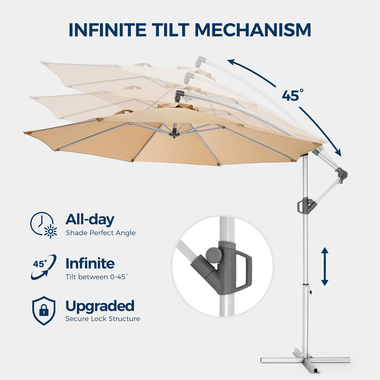 10ft Offset Patio Umbrella - cantilever patio umbrellas, 5-Year Fade Resistant