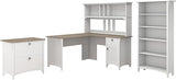 Salinas 60W L Shaped Desk with Hutch, Lateral File Cabinet and 5 Shelf Bookcase