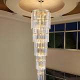 Luxury Modern Long Staircase K9 Chandeliers Gold Top Design 10-Tier Large Foyer