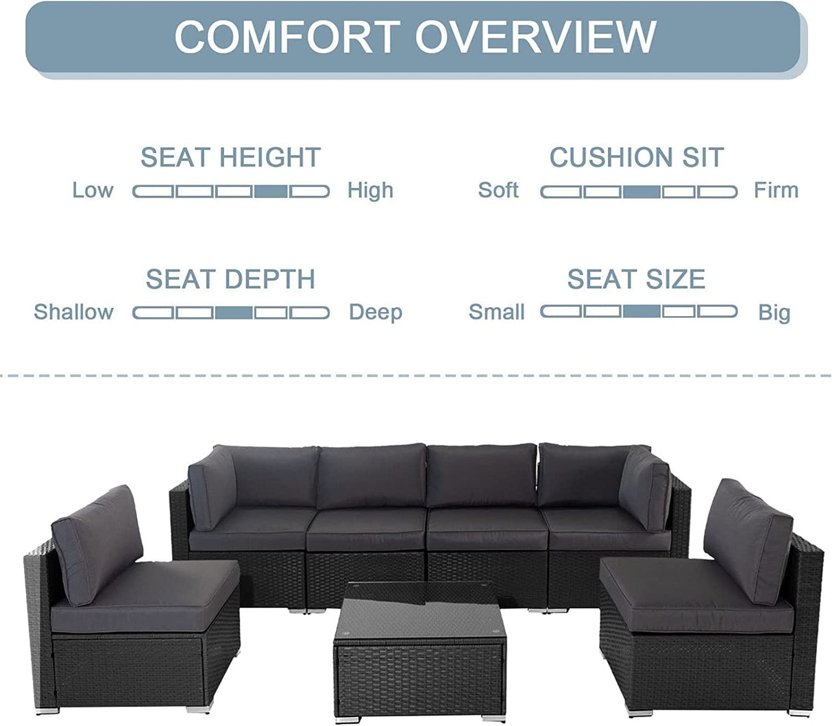 Outdoor Patio Furniture Set All-Weather Sectional Sofa Outside Couch