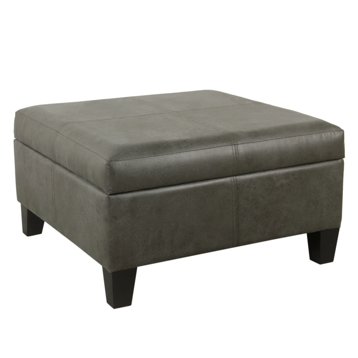 Home Decor |K2380-E903| Luxury Large Faux Leather Square Storage Ottoman