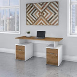 Jamestown 60W Desk with 4 Drawers, Fresh Walnut/White