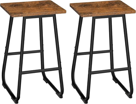 Bar Stools, 26'' Bar Stools with Footrest, Set of 2 Industrial Bar Chairs, Kitchen Counter Bar