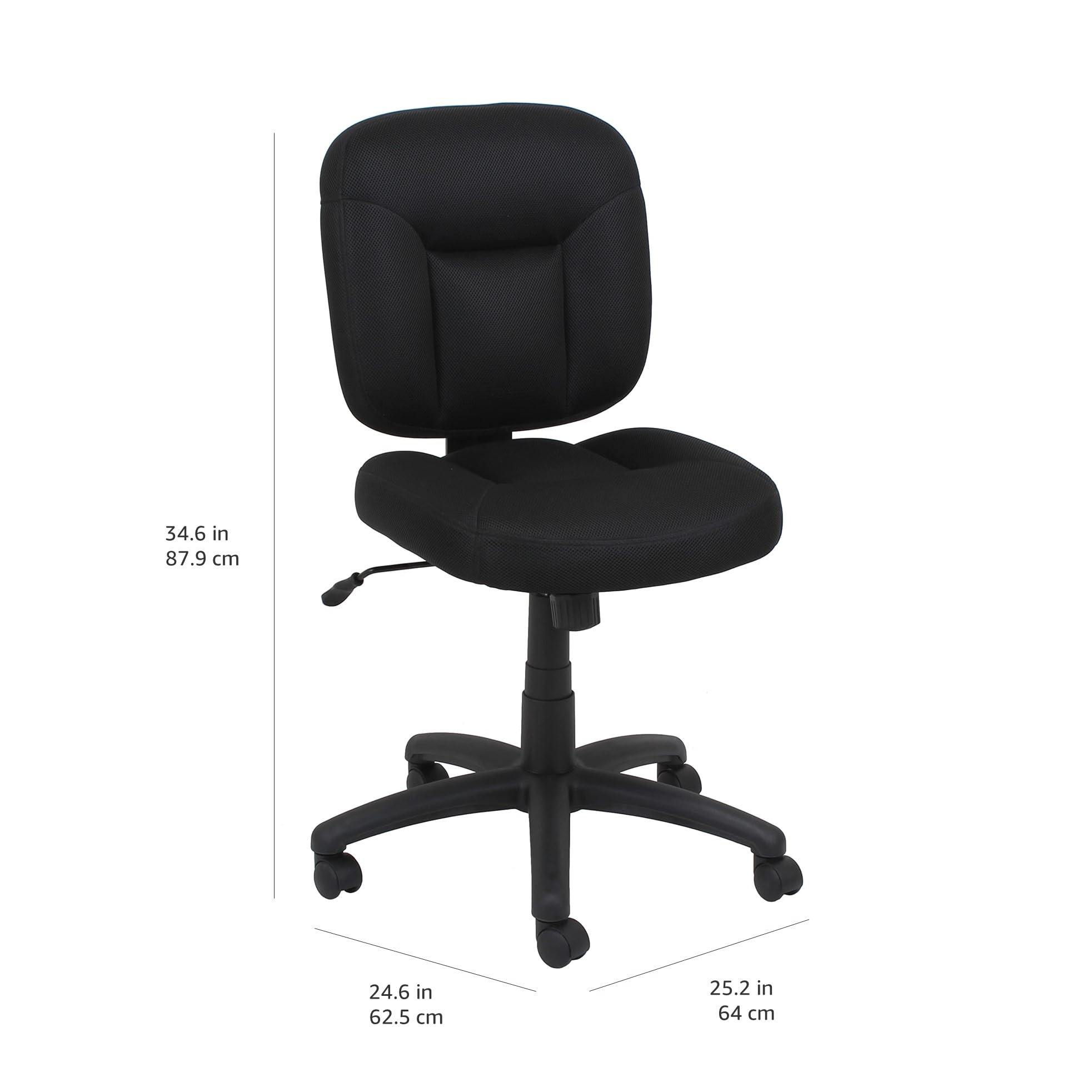 Low-Back Adjustable Office Chair - Black Fabric Upholstery