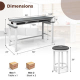 Small Dining Table Set for 2 - Bar Table and 2 Bar Stools, Sofa Table with Outlets