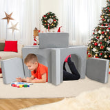 Modular Kids Play Couch Convertible Building Fort Sofa and Cushion 10Pcs Child DIY Floor Sofa for Sleeping Playroom Bedroom for Boys and Girls (Light Gray)