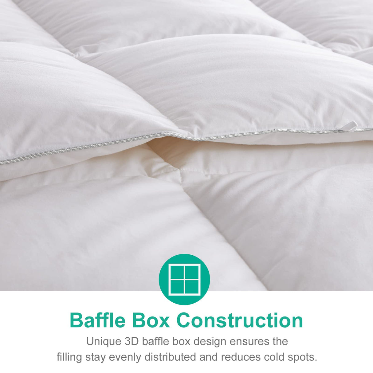 APSMILE Lightweight Down Feather Fibers Comforter Queen Size - Cooling Bed Comforter, Hotel Collection High Fill-Power Thin Duvet Insert for Warm Weather/Hot Sleepers, 90x90, White