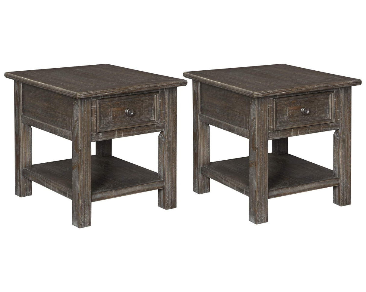 Wyndahl Rustic Rectangular End Table, Distressed Dark Brown Finish