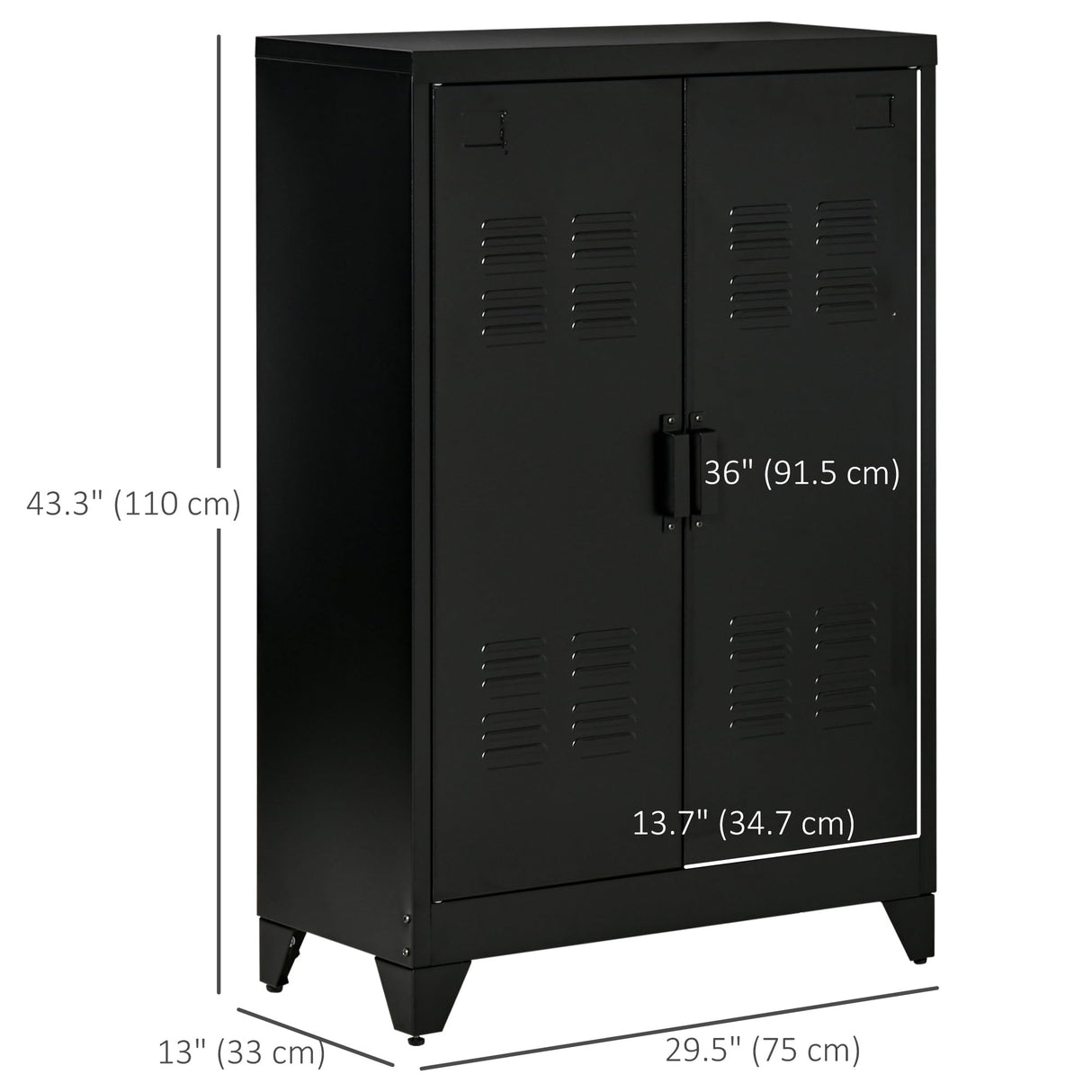 Industrial Storage Cabinet, Steel Garage Cabinet with Double Doors and Adjustable Shelves