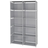 Cube Storage, Double Row 6-Layer Cubes Closet Storage Shelf, DIY Wall Cabinet Bookshelf Plastic Square Storage Rack, Suitable for Bedroom, Living Room, Office, Kitchen, Warehouse (Grey)