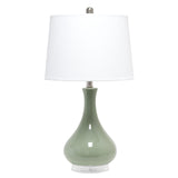 LT3312-SGE 26.25" Polished Contemporary Ceramic Tear Drop Shaped Table Lamp