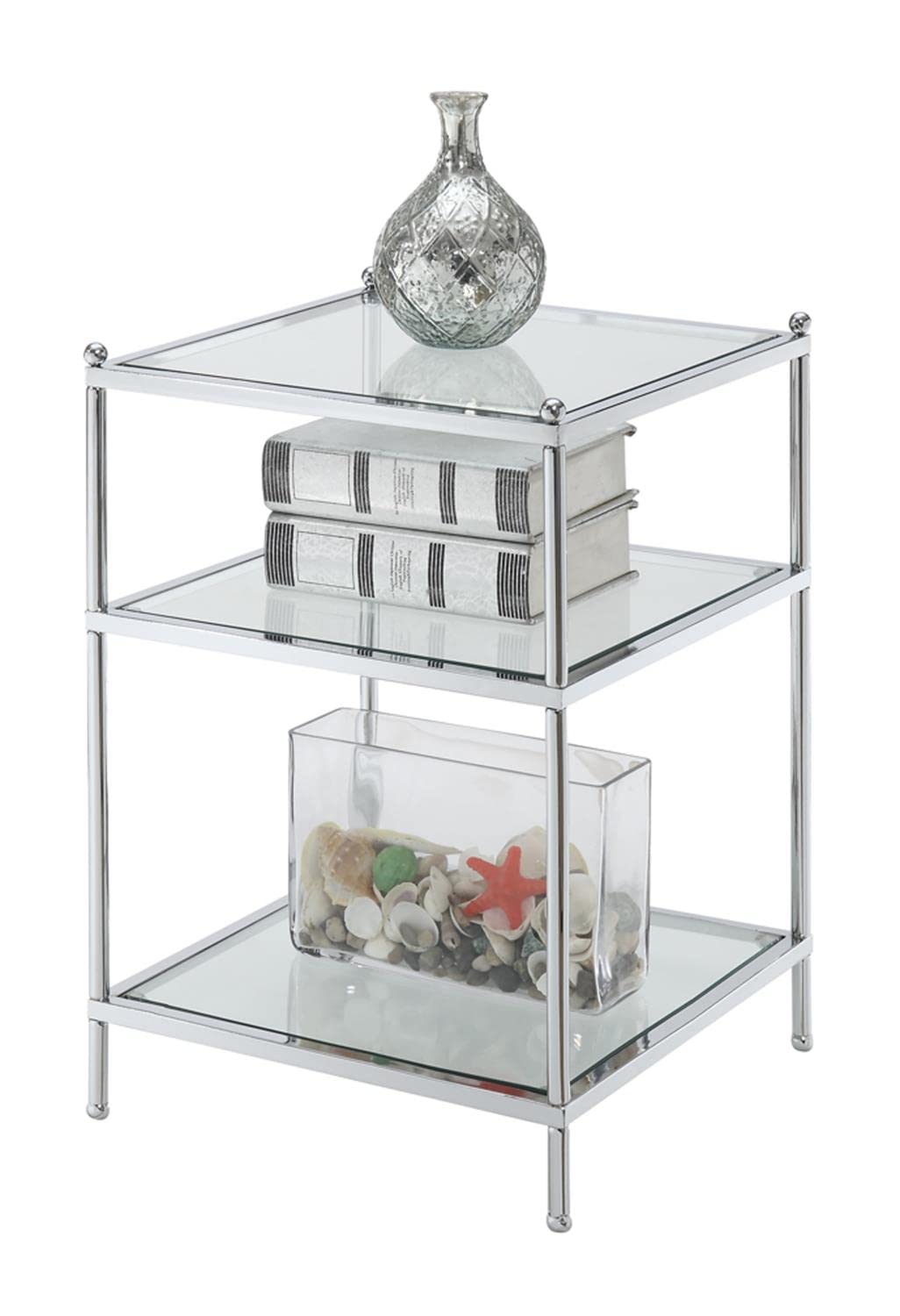 Royal Crest End Table, Chrome / Glass