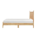 Natural Finish Wooden Queen Platform Bed 1pc Mid-Century Modern Bedroom Furniture