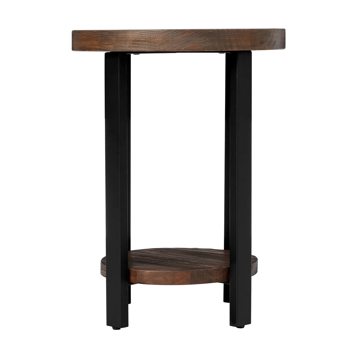 Pomona 20"W x 27"H Round End Table with 2 Shelves, Solid Wood Top