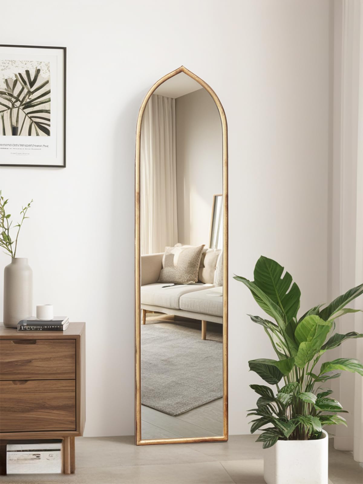 Arched Full Length Mirror, Metal Frame Vintage Full Length Mirror