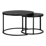 Modern Round Nesting Side Table Set of 2, Wood Coffee and Snack End Table