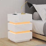 Charging Station & Led Lights,Smart Bedside Table with 16 Colors Lights,Power