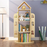 Bookshelf 360 Display Floor Standing Bookcase Storage Rack Children's Bookshelf, Wood