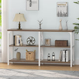 Farmhouse Entryway Table, Wood TV Console Table, Long Rustic Metal Sofa Table