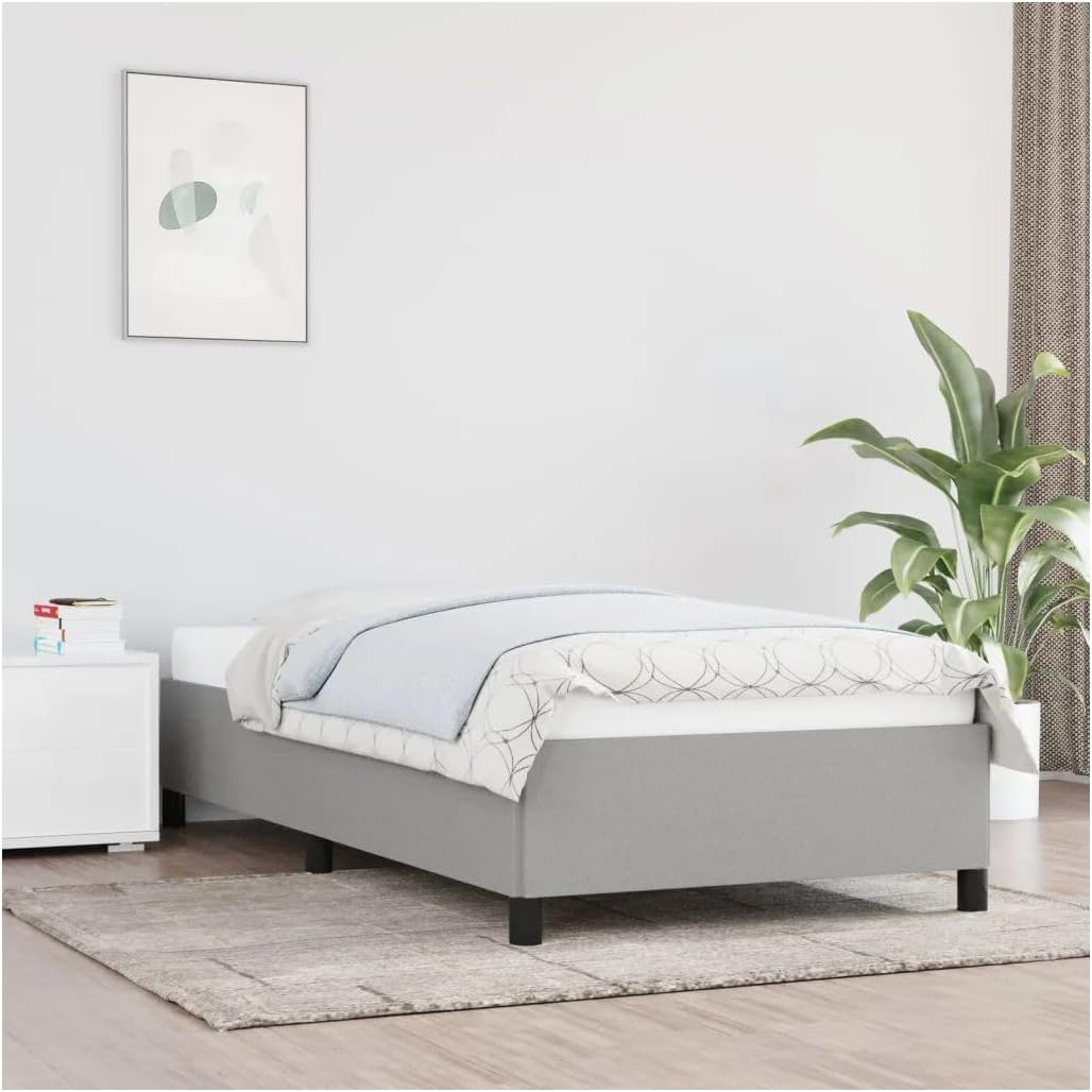 Bed Frame Light Gray 39.4"X79.9" Twin XL Fabric 347101 Easy to install