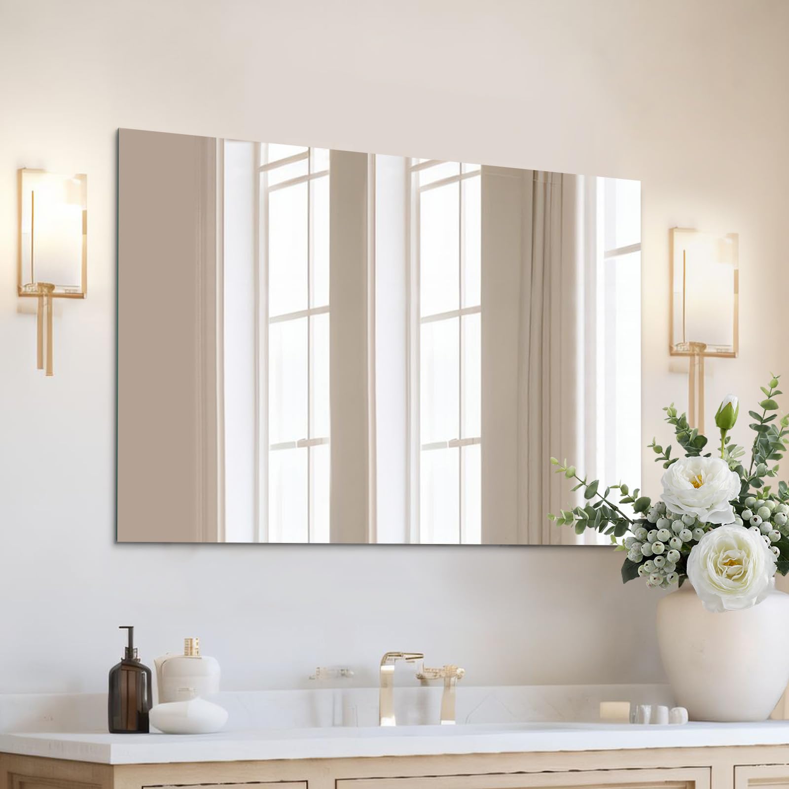 Frameless Mirror, Wall Mirror  Modern Rectangle Bathroom Mirrors