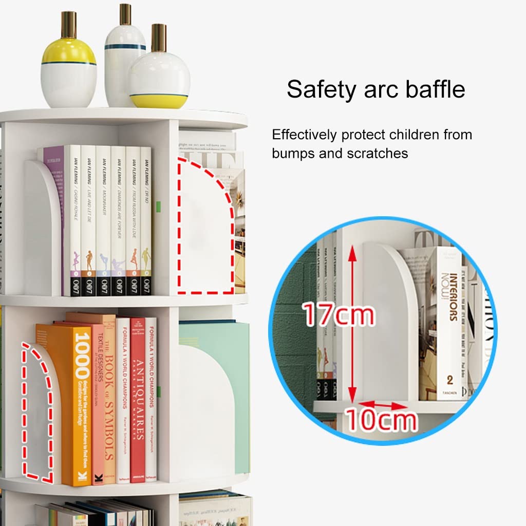 360° Rotating Bookcase,3-5 Tier DIY Bookshelf, Floor Standing Display Shelves, Cultivate Children's Reading Interest,Birthday Color : B, Size : 50.8 * 128cm(4 Tier)