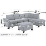 LLC 3 Piece Modern Reversible Sectional Sofa Couch with Chaise