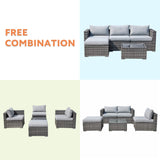 Outdoor Patio Furniture Set, 5 Piece PE Wicker Rattan Outdoor Sectional