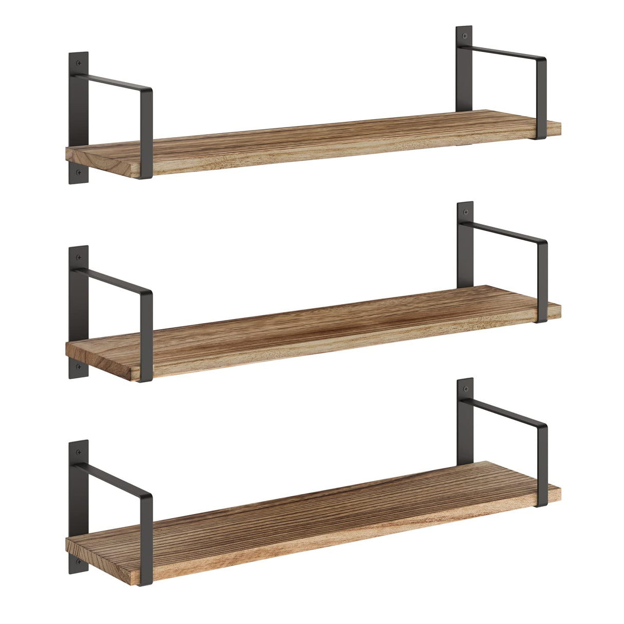 Toledo Wood Floating Shelves for Wall Storage, Floating Bookshelf Set of 3