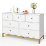 Modern 7 Drawer Dresser for Bedroom，55 “ Wood Dresser Tall Chest of Drawers