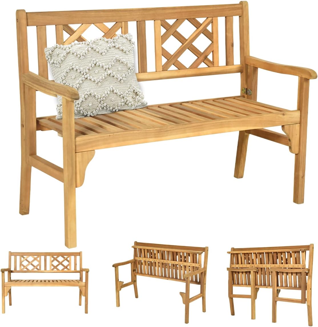 Garden Bench, Foldable Outdoor Bench