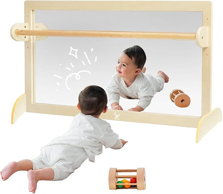 Coordination Mirror Montessori Wooden Toddler Mirror Safety Shatterproof Mirror Acrylic Non-Glass Early Learning to Walk Mirror