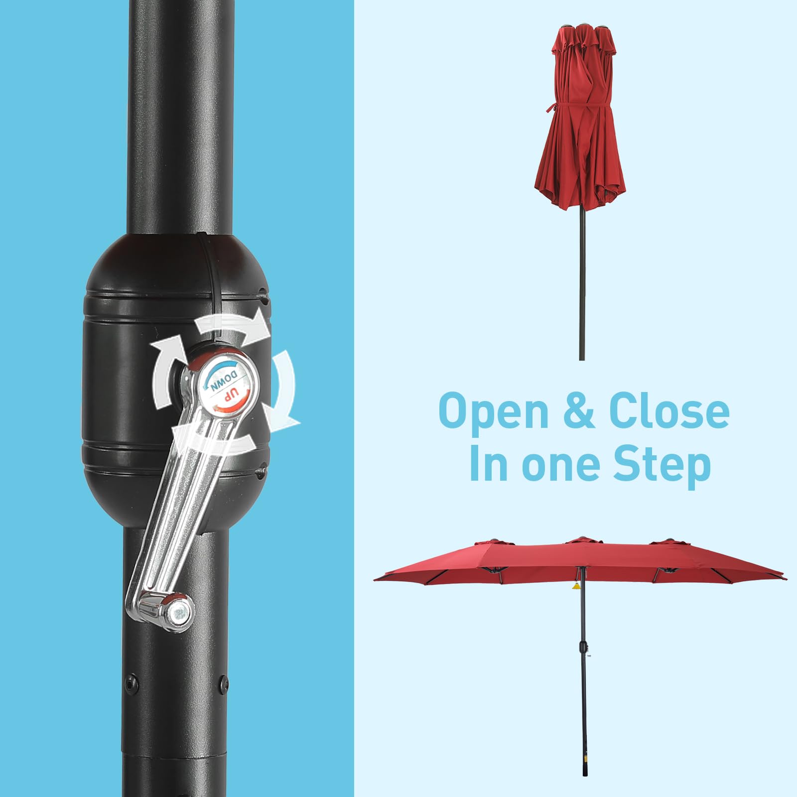 Double Sided Patio Umbrellas with Base Included, Outdoor Large Rectangle Market Umbrella