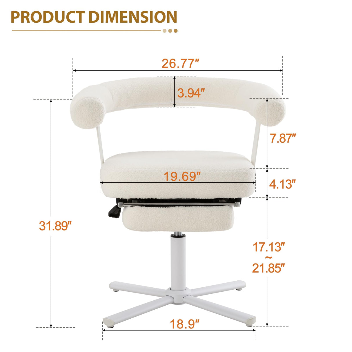 Home Office Desk Chair with Footrest,Vanity Chair with Back,Modern Comfy Makeup