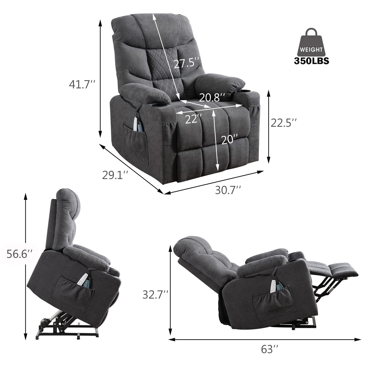 Power Lift Recliner Chairs for Elderly and Adults, Electric Lazy Sofa Chair with Heat