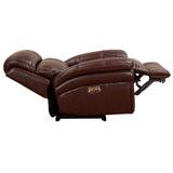 Leather Chair | Adjustable Headrest USB Ports Power Recliner, Apartment Sized, Deep Brown