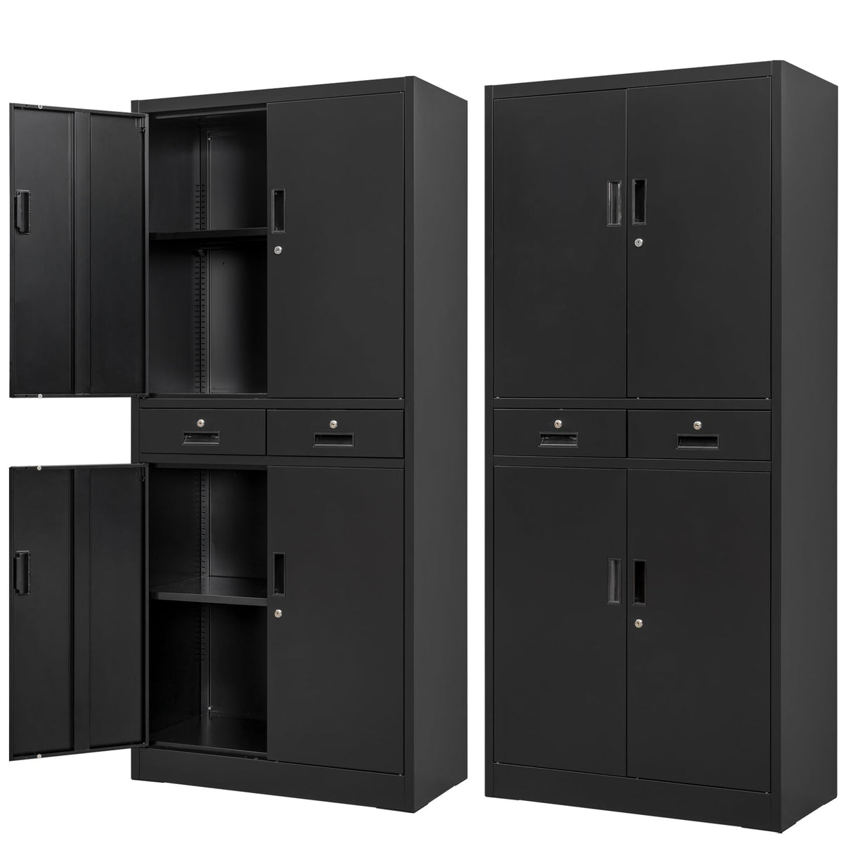 Metal Cabinet, Garage Storage Cabinet with Drawers and Adjustable Shelves for Garage