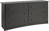 Gray Double Dresser for Bedroom 6 Drawer Wide Chest