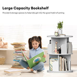 Nidouillet Small Rotating Bookshelf, 2Tier Revolving Bookcase 360 Display Round Bookshelf Narrow Swivel Corner Book Shelf Standing Bookcase for Adult Bedroom, Living Room